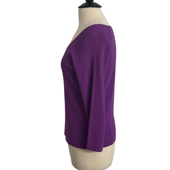 Cable & Gauge Women's Decorative Gold Buckle Knit Keyhole Tunic Top Purple Sz XL - Picture 3 of 7